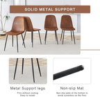 JUFU Round Dining Table Set for 6, 48" Table and Chairs Set of 6 with Faux Marble Tabletop and PU Upholstered Brown-0501 Chairs, Modern 6 Seater Dining Table Set for Dinning Room, Kitchen