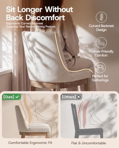 HNY Modern Dining Chairs Set of 6 with Comfortable Back Support, Farmhouse So...