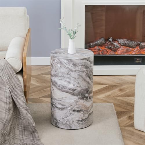 Round End Table Living Room Table, Faux Marble Sofa Couch Side Table, Bedside...