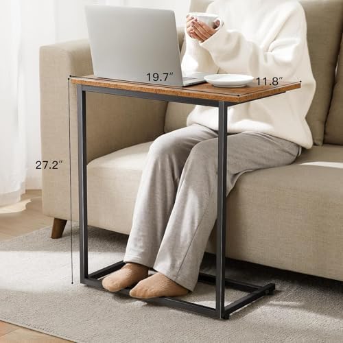 Pipishell C Shaped End Table Set of 2, Side Table for Couch Slide Under, C Ta...