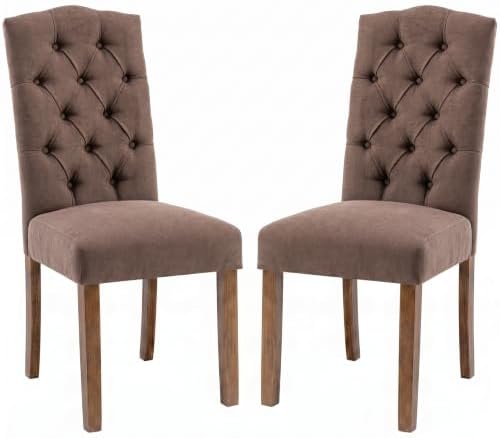 Tufted Dining Chair Fabric Button Upholstered Modern Kitchen Diner Set of 2 |...