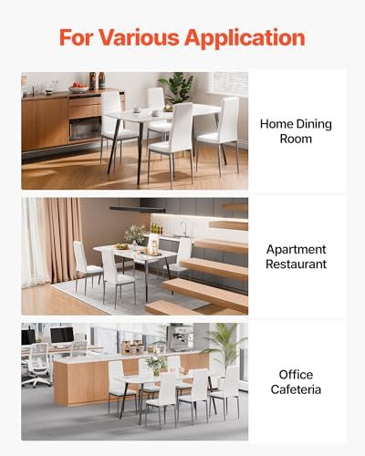 VEVOR Modern Dining Room Accent Chairs Set of 4, Upholstered Leather Side Cha...