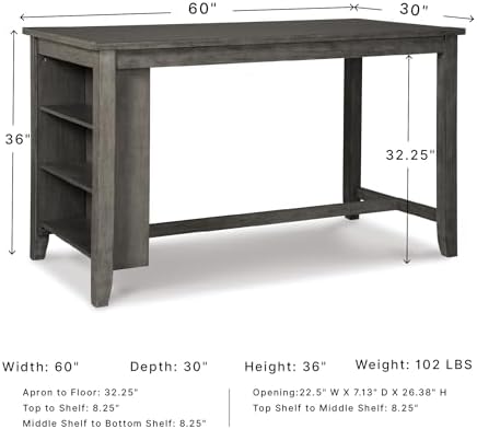 Signature Design by Ashley Caitbrook Counter Height Dining Table, Gray | Buil...