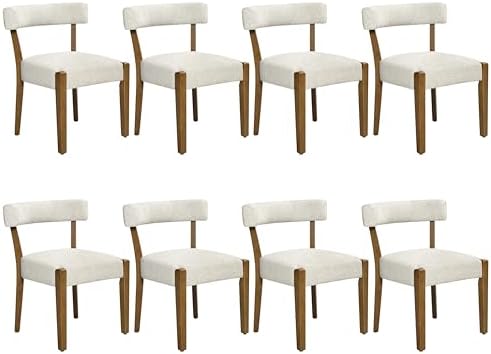 RNKSFX Upholstered Dining Chairs Set of 8, Walnut Wooden Kitchen & Dining...