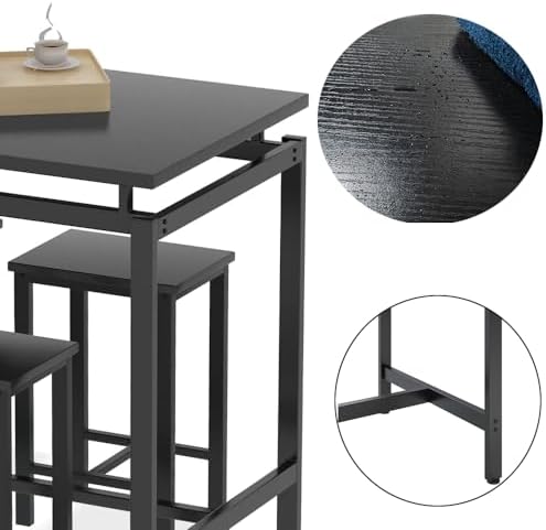 47.2“ 5-Piece Metal Frame Counter Height Dining Table Set for 4, Pub Table | ...