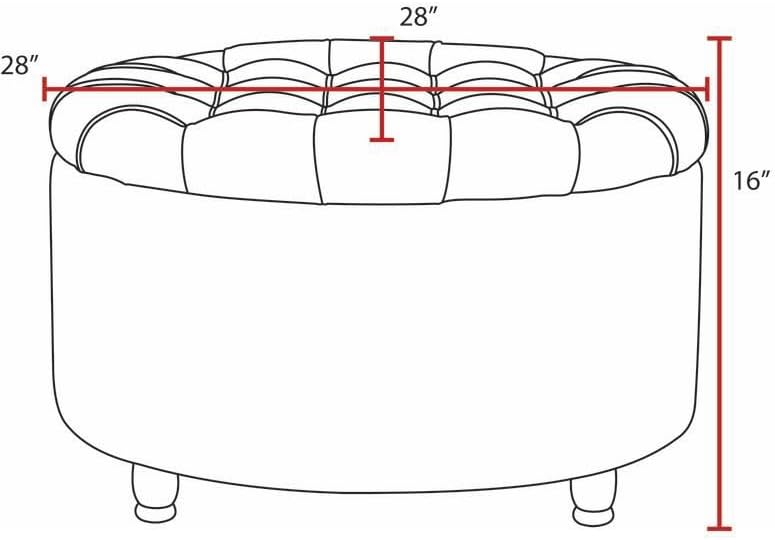 Niche Knight 28-Inch Large Round Pintucked Storage Ottoman with Lift-Off Lid,...