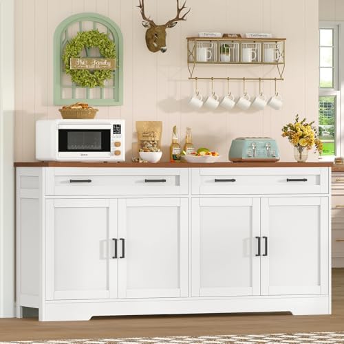 usikey 63" Buffet Cabinet with Storage, Sideboard Cabinet with 2 Adjusta...