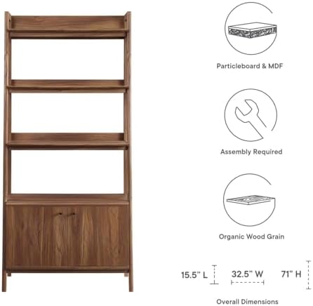 Modway 33" Bookshelf Display Case in Walnut