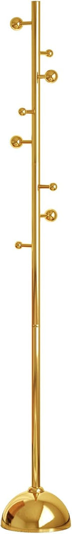 Metal Freestanding Coat Tree with 8 Hooks, Sturdy Coat Rack Stand with Sturdy Base for Clothes/Hats/Bags/Scarves, Coat Rack for Bedroom, Office, Living Room, Entryway, Heavy Duty Base, Gold