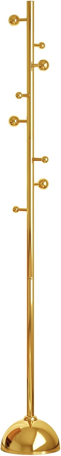 Metal Freestanding Coat Tree with 8 Hooks, Sturdy Coat Rack Stand with Sturdy Base for Clothes/Hats/Bags/Scarves, Coat Rack for Bedroom, Office, Living Room, Entryway, Heavy Duty Base, Gold