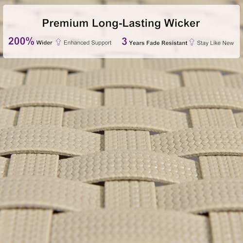 PURPLE LEAF Outdoor Chaise Lounge Chair Wood Grain Aluminum, Beige | 3-Year C...
