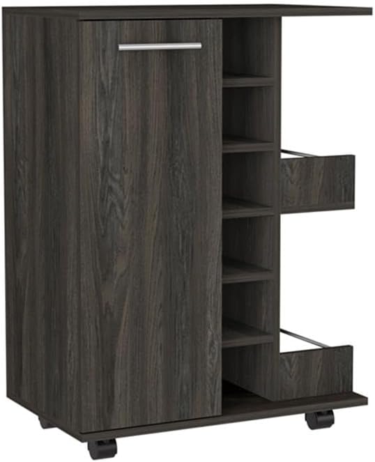 Pemberly Row 2-Piece Living Room Set, Bar Cart and Coffee Table, Espresso-Fin...