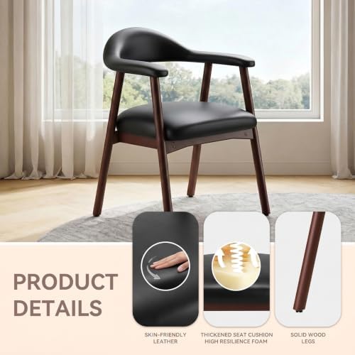 MALOL Leather Dining Chair with Armrest Set of 6, Upholstered Dining Room Cha...