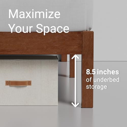 LIFEMENT Queen Bed Frame with Headboard Classic Wood Platform, Noise Free, Un...
