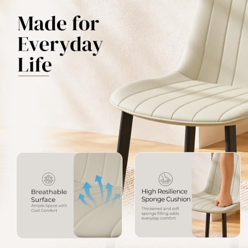 Dining Chairs Set of 4, Leather Modern Kitchen & Dining Room Chairs, Comf...