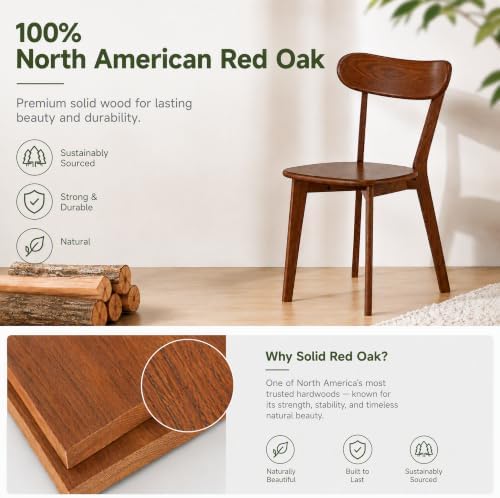 Oak Dining Chairs, Kitchen Chairs, 100% Solid Wood Modern Dinner Chair with C...