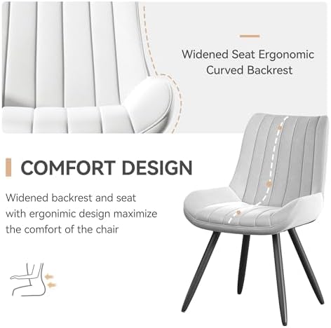 Mid Century Modern Dining Chairs Set of 4, Soft Cushion Upholstered Fabric Ki...