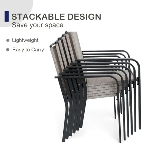 Anmutig Outdoor Bistro Set for 2, Stackable Chairs & Square Table, Black
