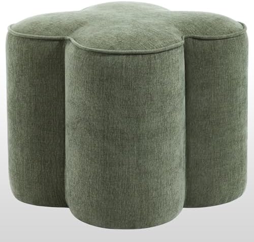 Zesthouse Flower Pouf Ottomans Foot Rest Set of 2, Linen Poofy Ottomans | Lar...