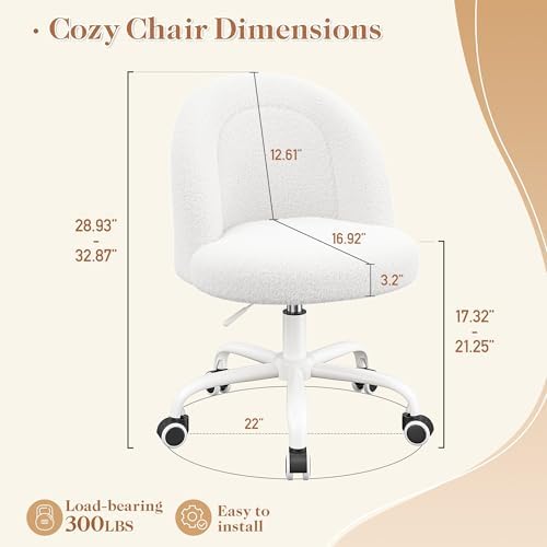 DurayLoly Vanity Chair with Back & Soft Lumbar Support | Soft Teddy Fleec...