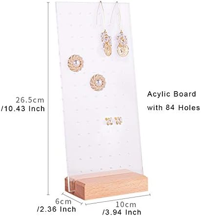 GemeShou Beech earring display for selling jewelry, wooden earring holder for studs display, small jewelry studs display board for show【Wood stand with acrylic board-Beech】