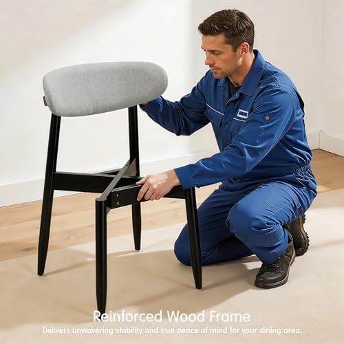 CHUN YI Dining Chairs Set of 4, Upholstered Wooden Dining Room Chairs, Mid Ce...
