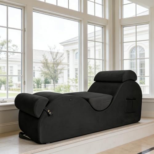 Chaise Lounge Chair for Yoga, Chaise Lounge with Headrest, Waist Pad, Foot Pa...