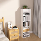 Wooden 5 Cube Storage Organizer, White 5 Tier Bookcase Bookshelf Freestanding Storage Display Organizer, Versatile Cubes Open Shelf and Cubby Unit for Living Room, Home Office, Dinning Room 15.7inch