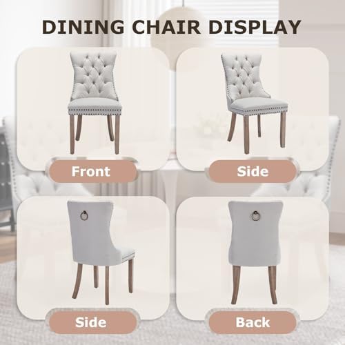 3-Pieces Dining Sets, 31.5" Round Dining Table Set with 2 Velvet Upholst...
