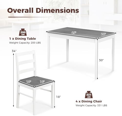 GOFLAME 5 Piece Dining Table Set for 4, Farmhouse Kitchen Table and 4 Chairs ...