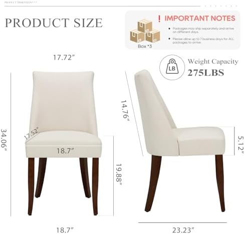 COLAMY Upholstered Modern Dining Room Chairs Set of 6, Beige