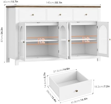 FINETONES Buffet Cabinet with Storage, Kitchen Storage Cabinet for Home