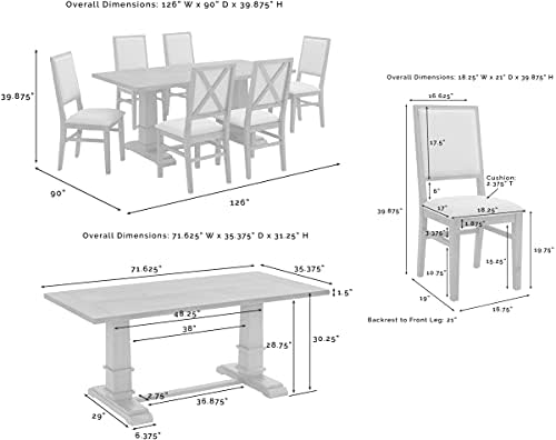 Crosley Furniture Joanna 7-Piece Dining Set, Upholstered Chairs