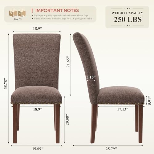 COLAMY Upholstered Parsons Dining Chairs Set of 4, Fabric Dining Room Kitchen...