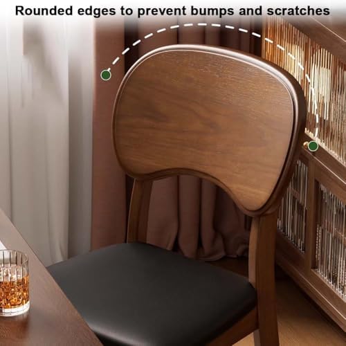 Etlegor Wood Dining Chair with Curved Backrest, Mid Century Modern Makeup Sto...