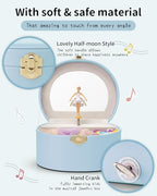VLANDO Musical Jewelry Box for Girls, Arc Design with Spinning Ballerina | Large Compartment for Small Treasures, Plays Canon Melody, Built-In Mirror and Soft Carry Handle, Birthday Christmas Gift