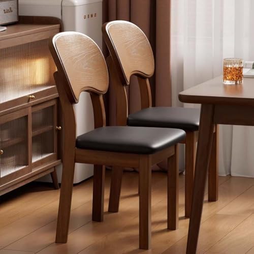 Etlegor Wood Dining Chair with Curved Backrest, Mid Century Modern Makeup Sto...
