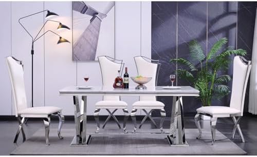ACEDÉCOR Dining Chairs, White Faux Leather Dining Chairs Set of 6, Gorgeous S...