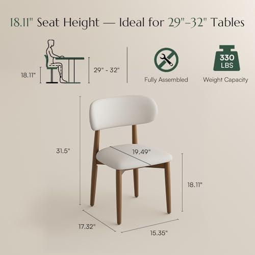 POVISON Modern Dining Chairs Set of 2, Armless PU Leather Dining Chair with P...