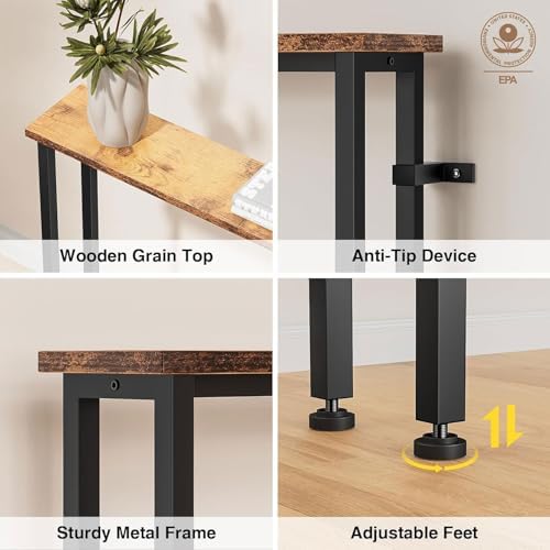 Keelian 70" Narrow Console Sofa Table with Power Outlets & 2 USB Por...