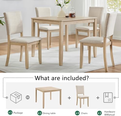 Harper & Bright Designs Modern 5-Piece Wooden Dining Table Set for 4 - Sm...