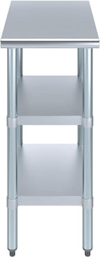 AmGood Stainless Steel Work Table with 2 Shelves | NSF | Metal Utility Table (15" Long x 24" Deep)