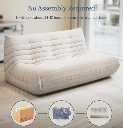 3 Seat Oversized Bean Bag Chairs for Adults, Memory Foam Fireside Beanbag Cou...