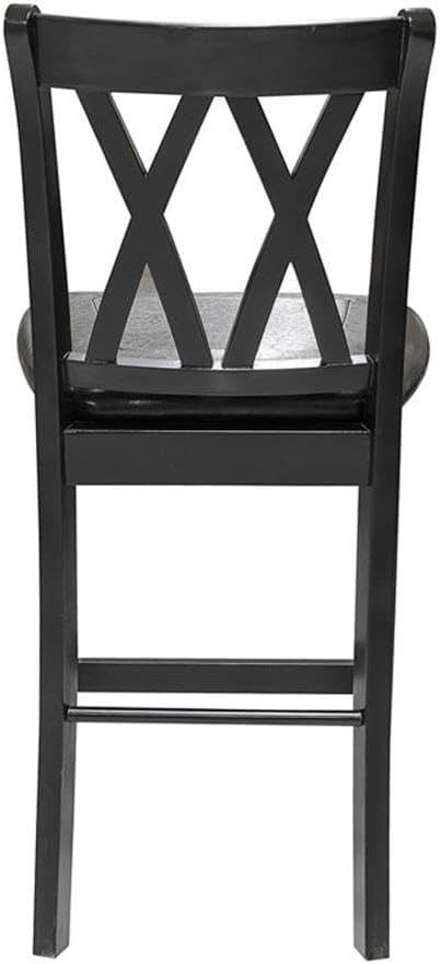 MAKLAINE 5 Piece Solid Wood Counter Height Dining Set, Black Finish, Table wi...