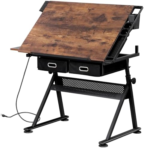 ZENY Adjustable Drafting Table with Stool Tilting Drawing Desk Artist Table |...