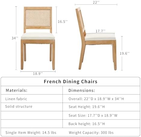 French Country Dining Chairs Set of 6, Beige Modern Kitchen & Dining Room...