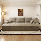 Oversized Lounge Chaise,Cloud Plush Sofa Bed,Upholstered Boneless Cloud Sofa Deep Seat,No Assembly Required,Modern Corduroy Sleeper 3 Seater Chair for Living Room Bedroom Reading,Camel