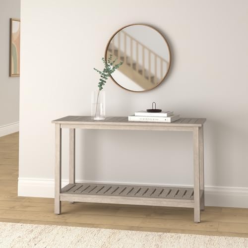 Best Choice Products 48in 2-Shelf Eucalyptus Wooden Console Table Indoor Outd...