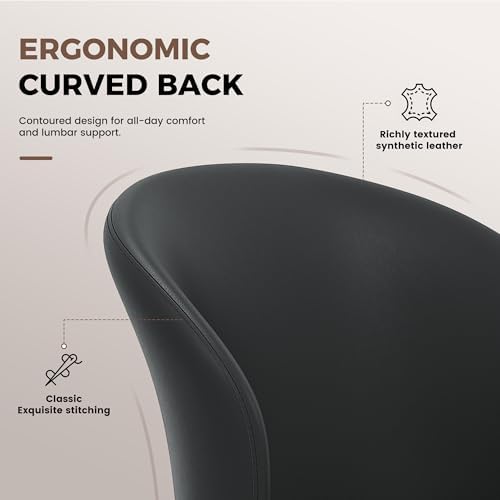 Faux Leather Dining Chairs Set of 4, Curved Back Upholstered Accent Chair, Mo...