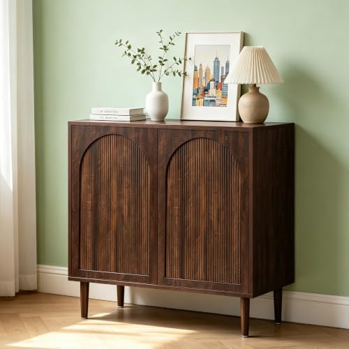 Bifins 31.5” Dark Walnut Sideboard Buffet Cabinet with Storage Set of 3